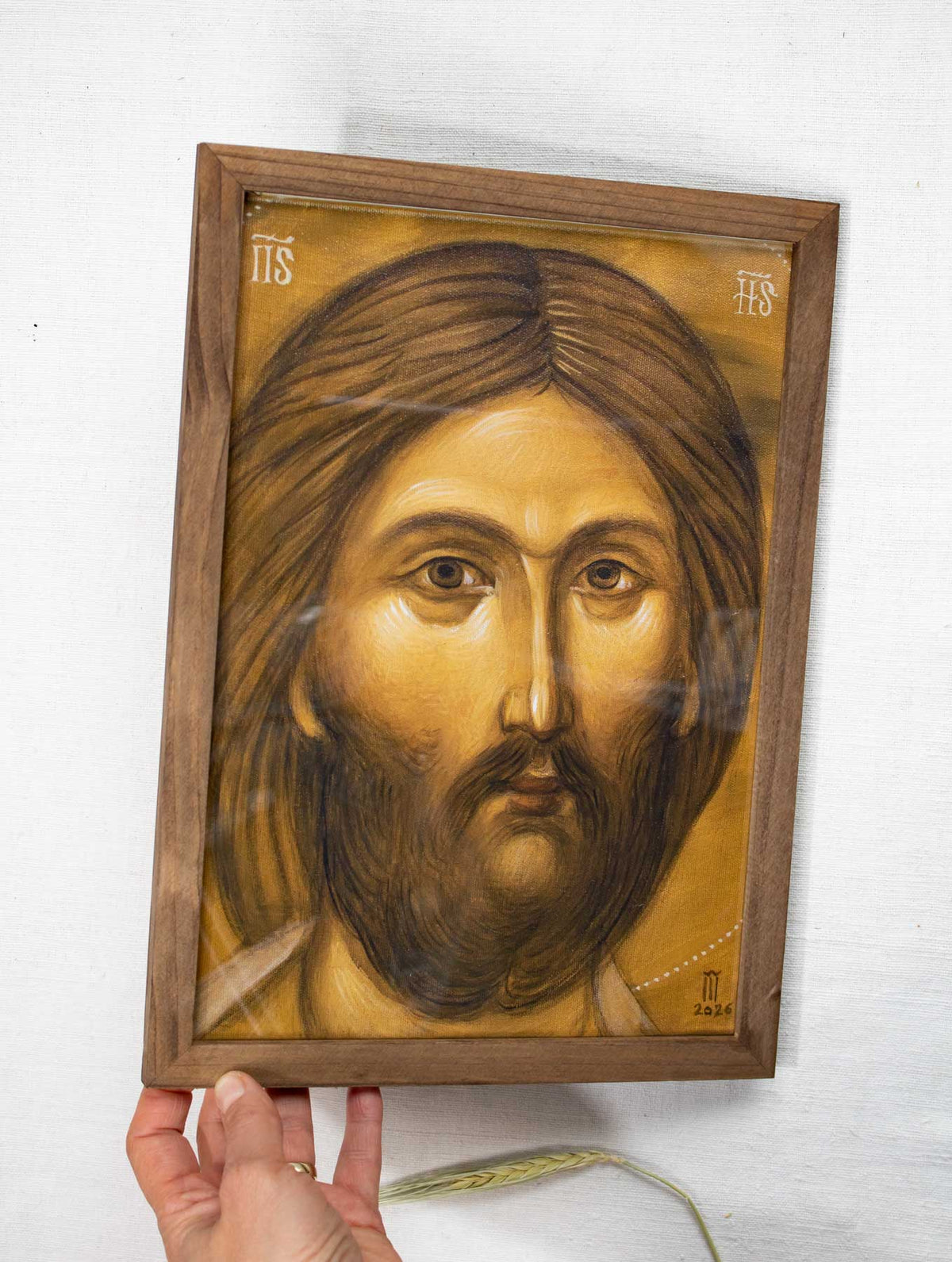 Iisus Hristos chip - icoană, imprimare de artă pe pânză fină 23/32 cm