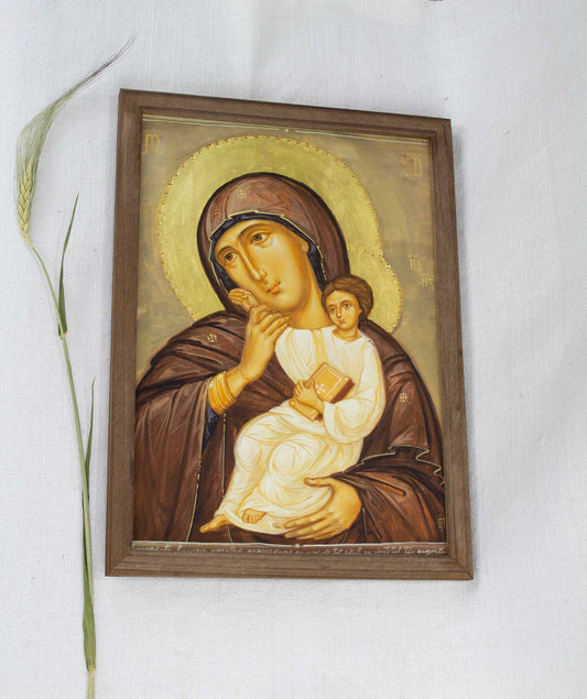 Maica Domnului Mângâietoarea - icoană, imprimare de artă pe pânză fină 23/32 cm