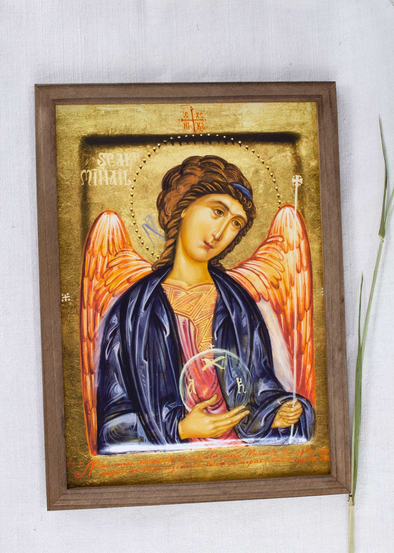 Sfântul arhanghel Mihail - icoană, imprimare de artă pe pânză fină 23/32 cm