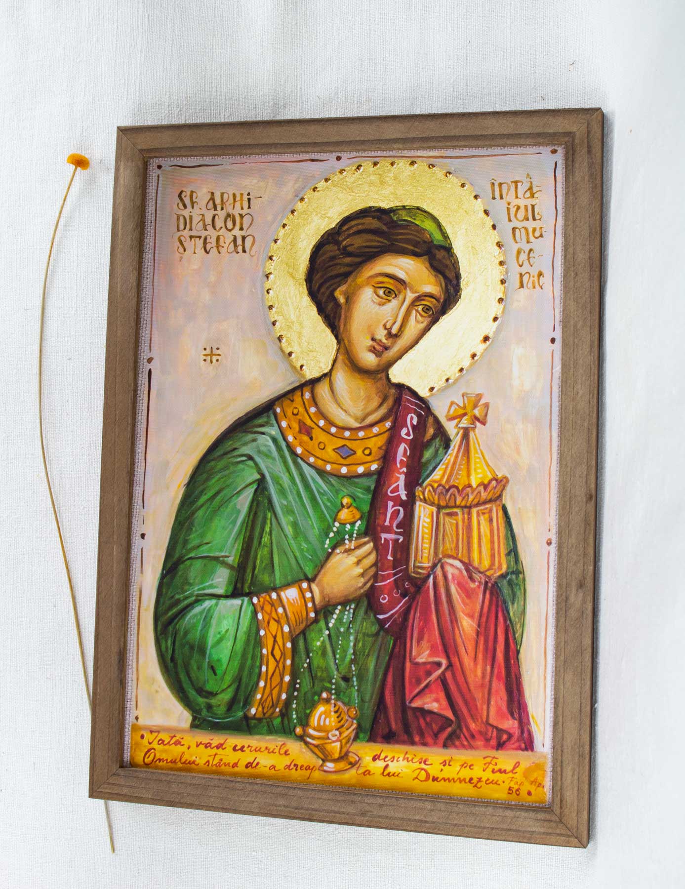 Sfântul Ștefan- icoană, imprimare de artă pe pânză fină 23/32 cm