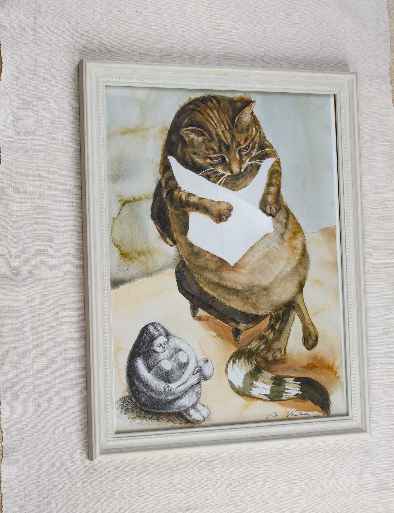 Painting with a cat, "Storytelling"
