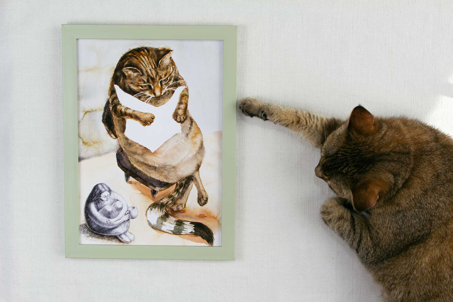 Painting with a cat, "Storytelling"