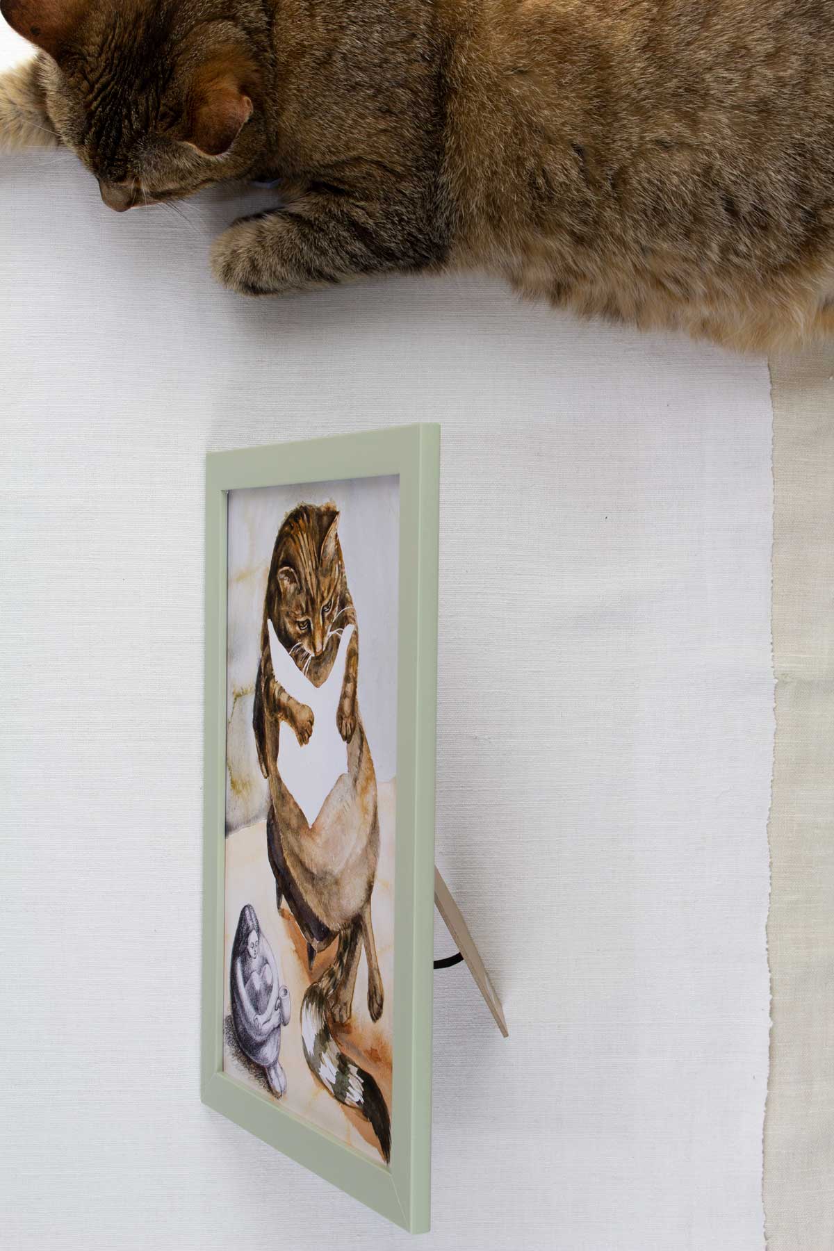 Painting with a cat, "Storytelling"