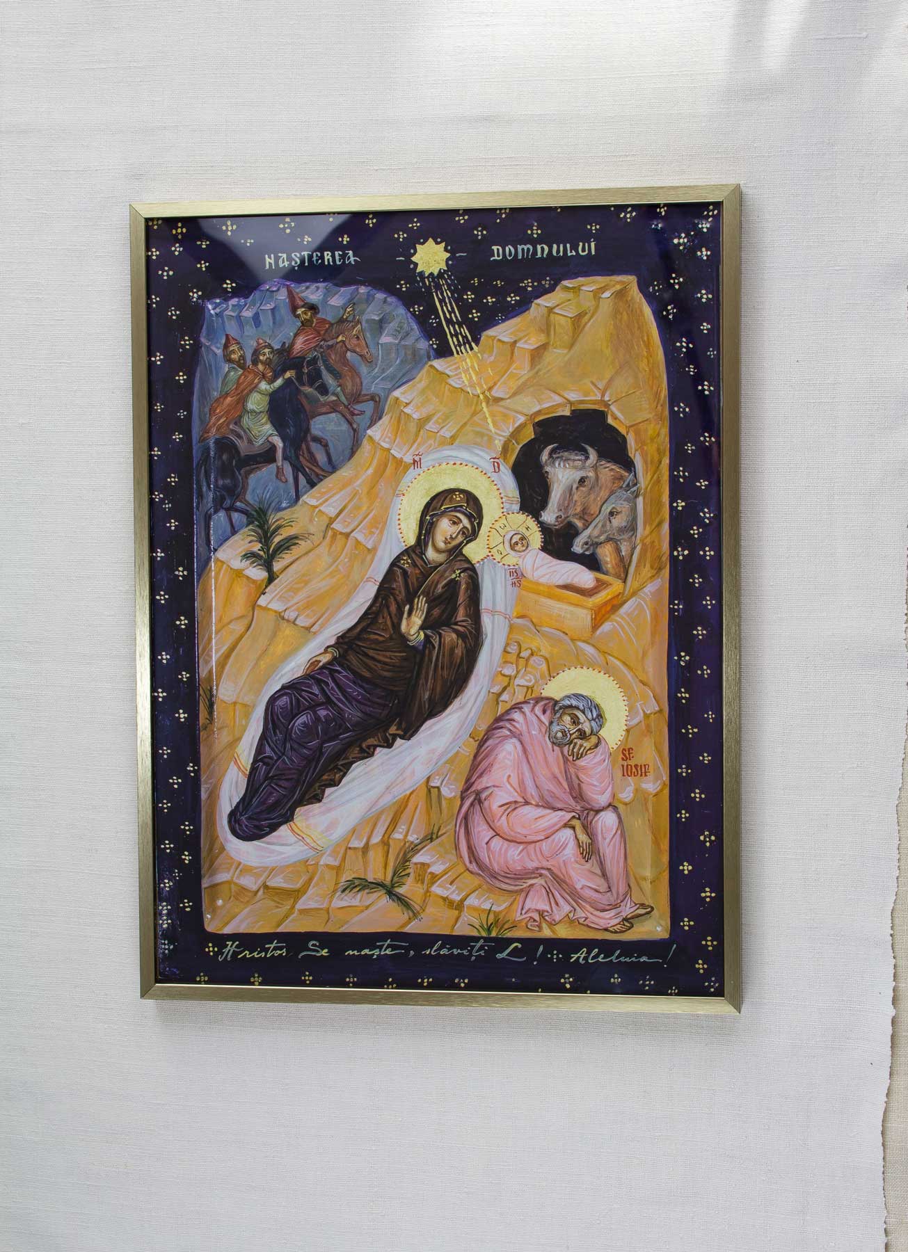 Nașterea Domnului - icoană, imprimare de artă pe pânză fină 31/42 cm