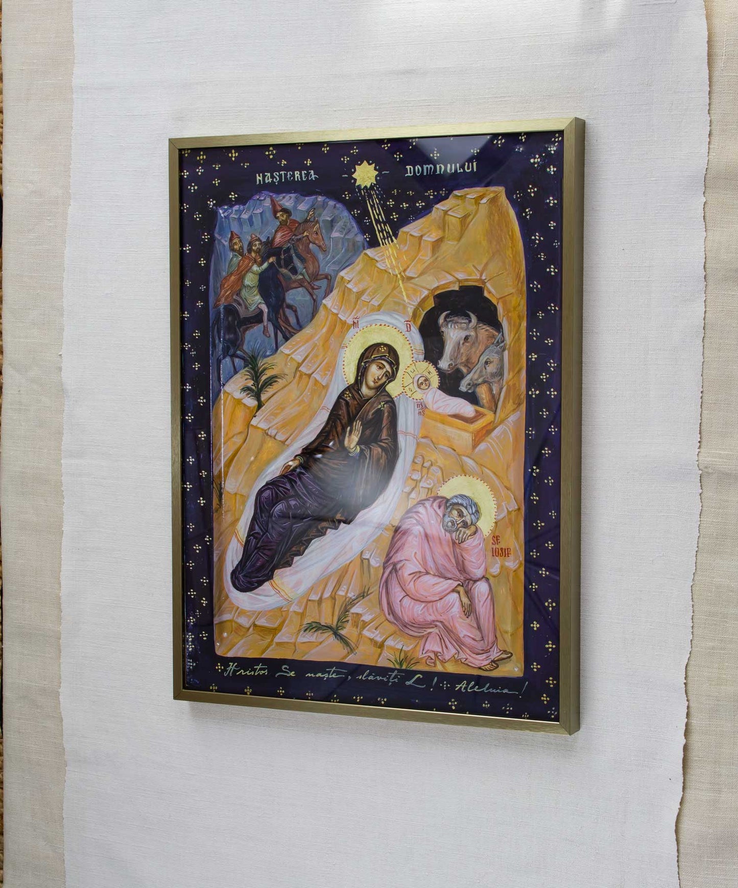 Nașterea Domnului - icoană, imprimare de artă pe pânză fină 31/42 cm