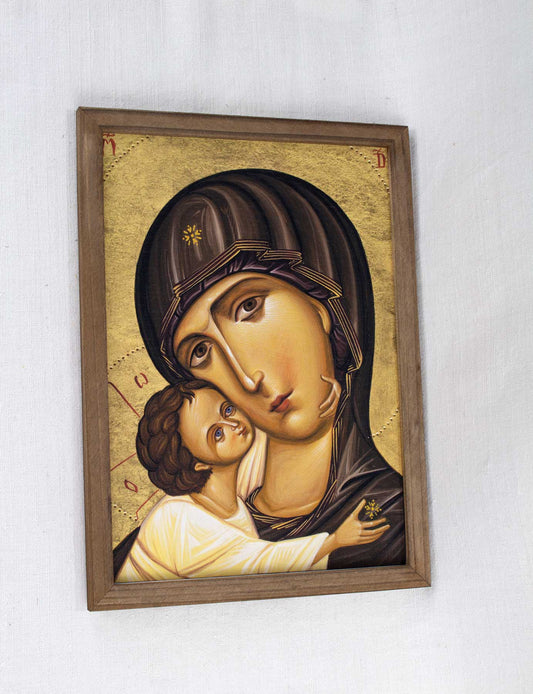 Maica Domnului cu Pruncul (Vladimirskaia) - icoană, imprimare de artă pe pânză fină 23/32 cm