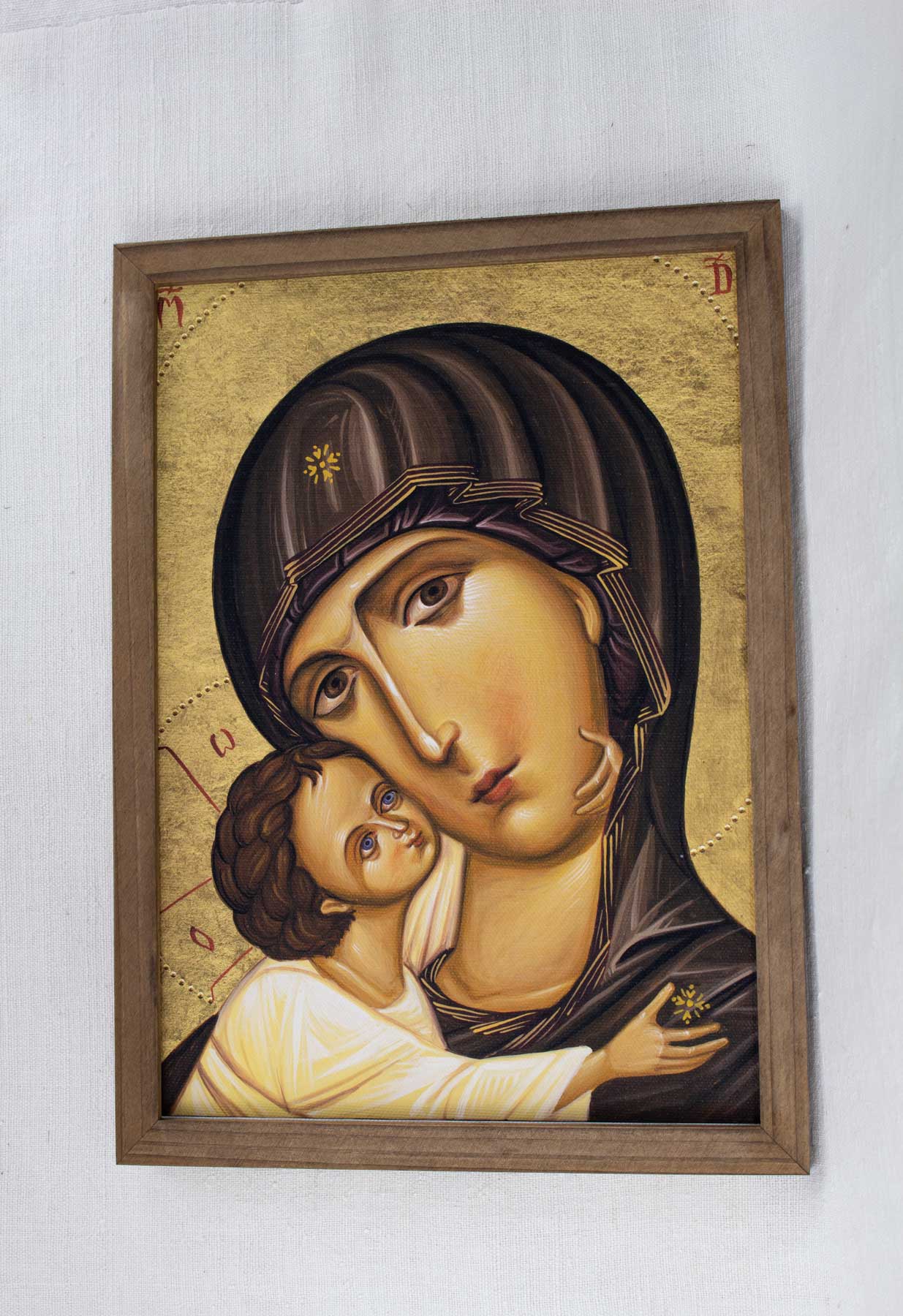 Maica Domnului cu Pruncul (Vladimirskaia) - icoană, imprimare de artă pe pânză fină 23/32 cm