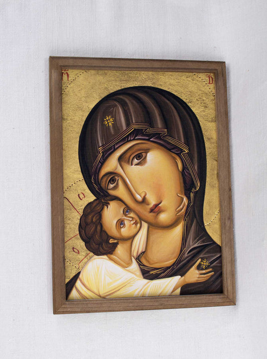 Maica Domnului cu Pruncul (Vladimirskaia) - icoană, imprimare de artă pe pânză fină 23/32 cm