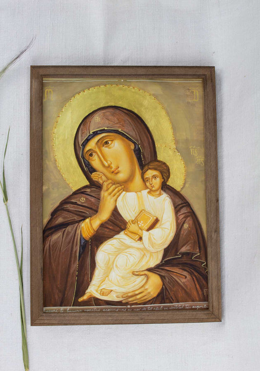 Maica Domnului Mângâietoarea - icoană, imprimare de artă pe pânză fină 23/32 cm