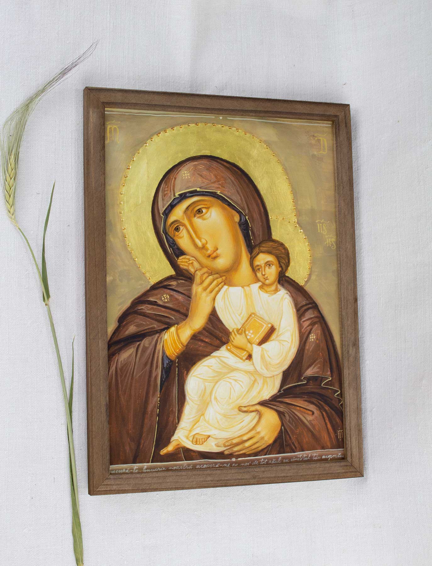 Maica Domnului Mângâietoarea - icoană, imprimare de artă pe pânză fină 23/32 cm