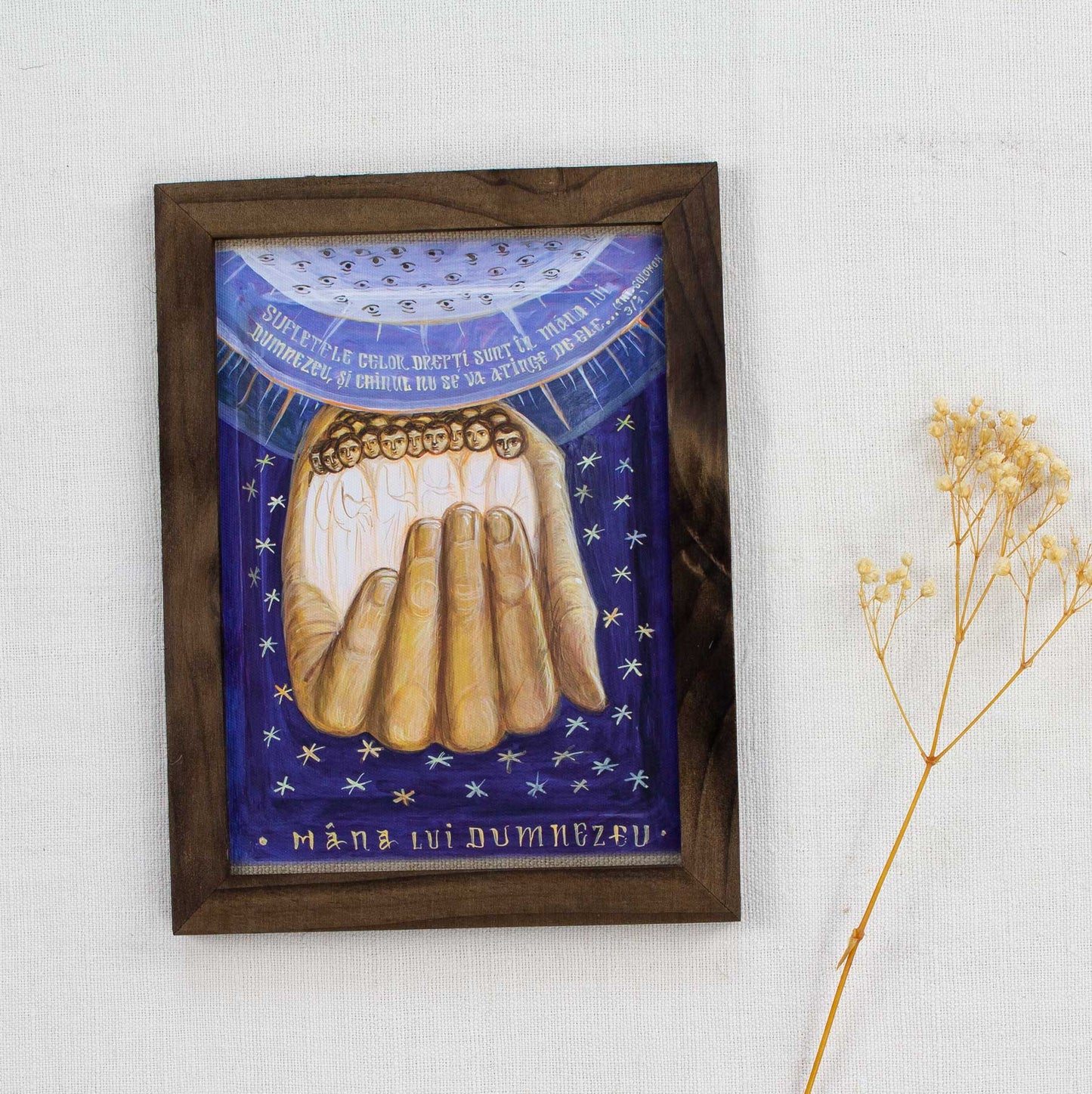 „Mâna lui Dumnezeu” - icoană, imprimare de artă pe pânză fină 21/15 cm