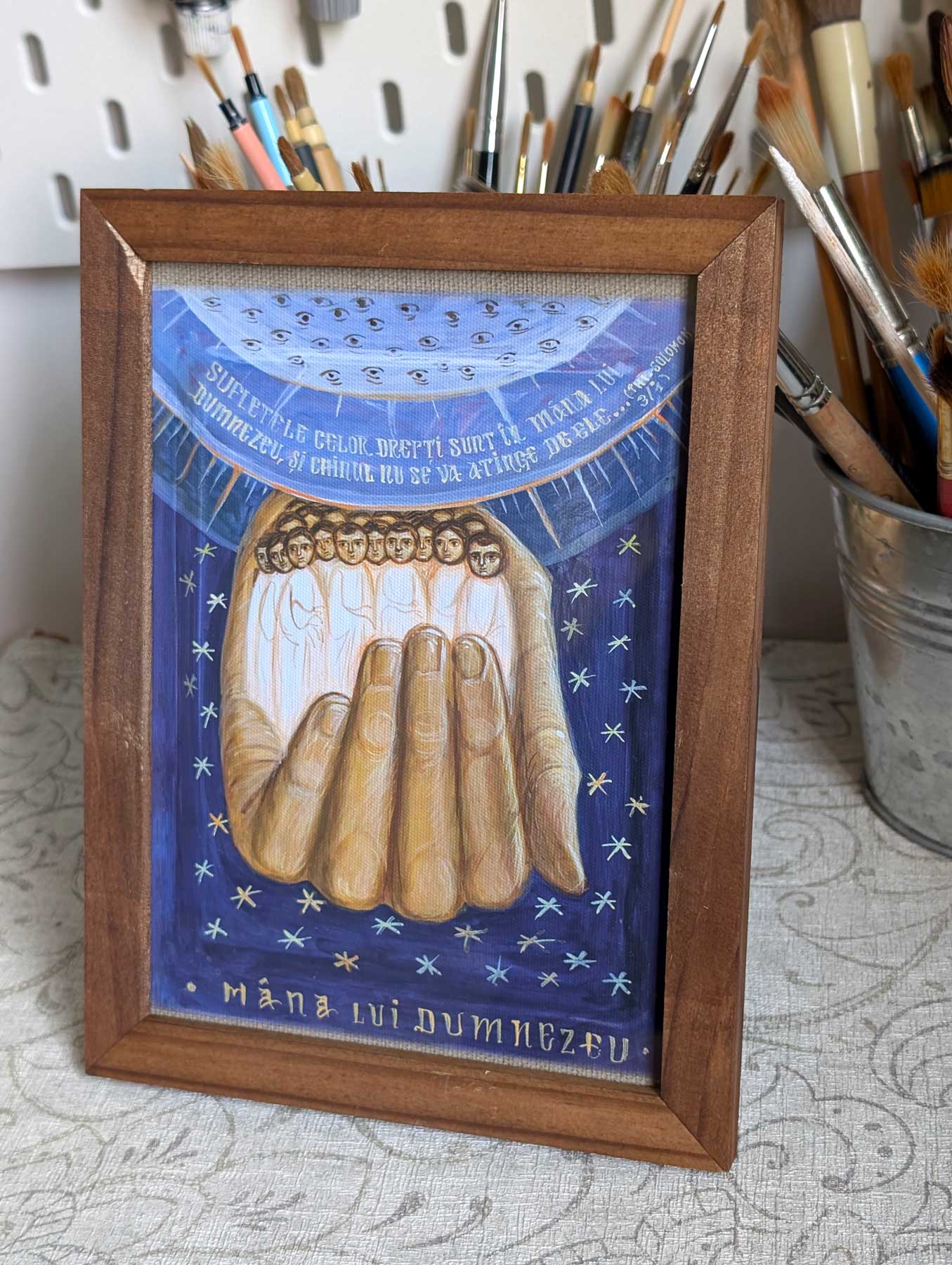 „Mâna lui Dumnezeu” - icoană, imprimare de artă pe pânză fină 21/15 cm