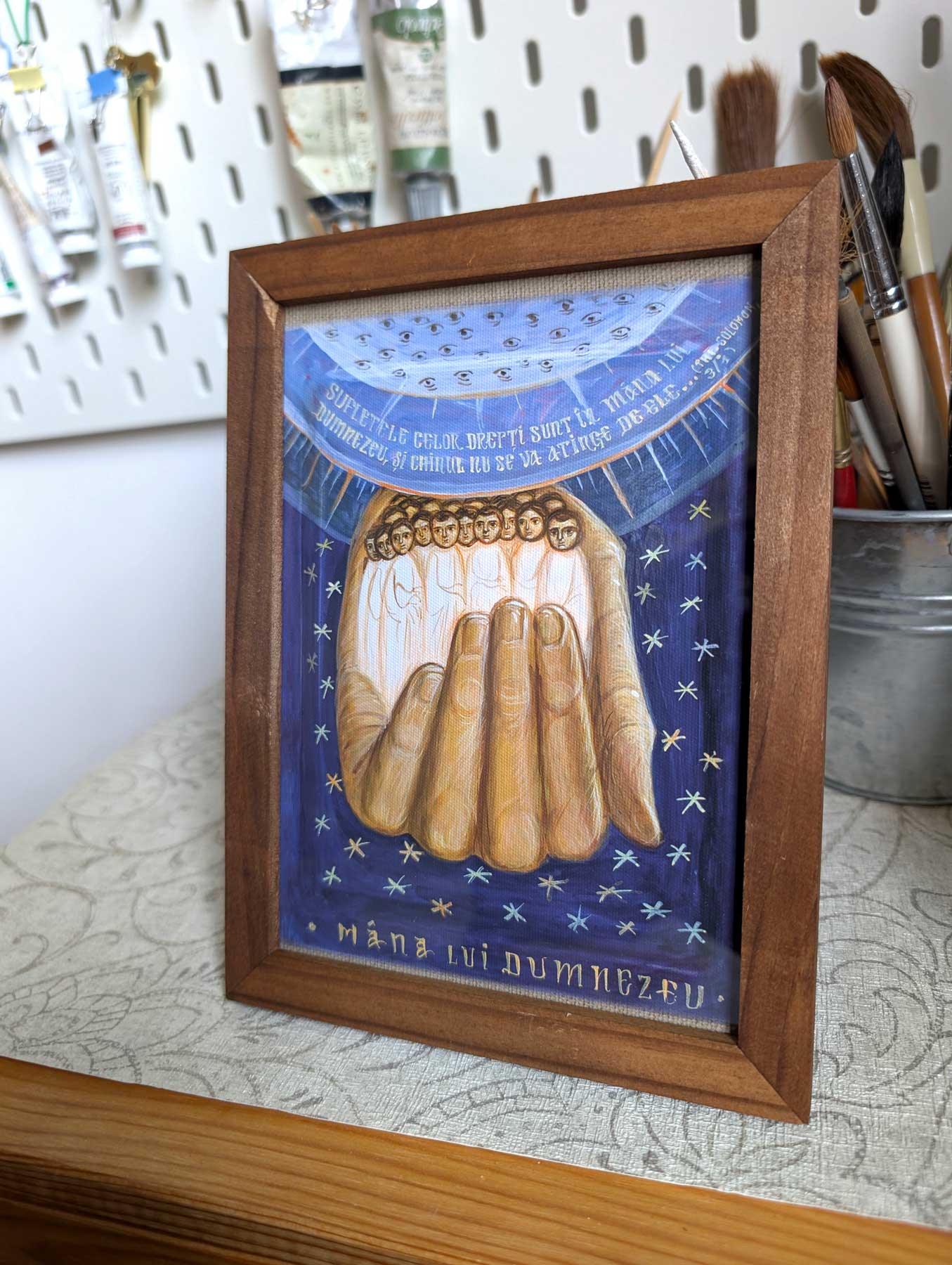 „Mâna lui Dumnezeu” - icoană, imprimare de artă pe pânză fină 21/15 cm