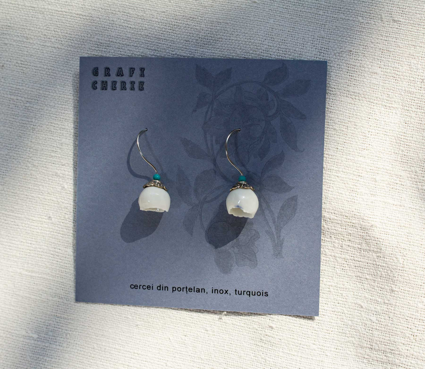 Cercei mărgăritare cu piatră turquois