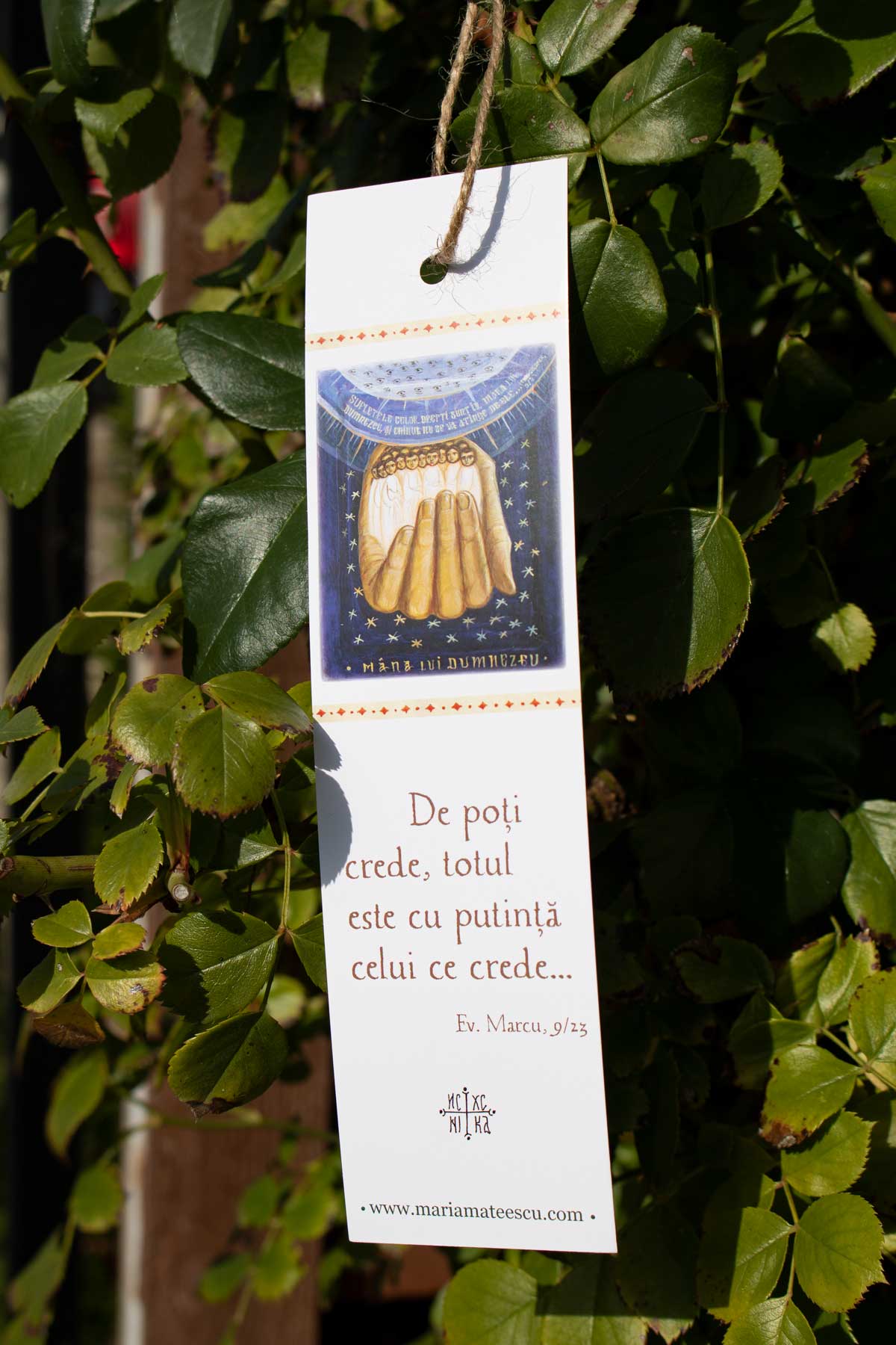 Semn de carte cu  text despre credință