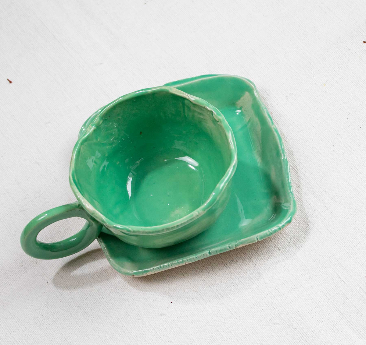 Set ceașcă + farfuriuță verde proaspăt