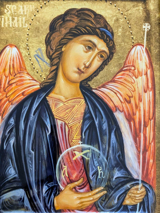 Sfântul arhanghel Mihail - icoană, imprimare de artă pe pânză fină 23/32 cm