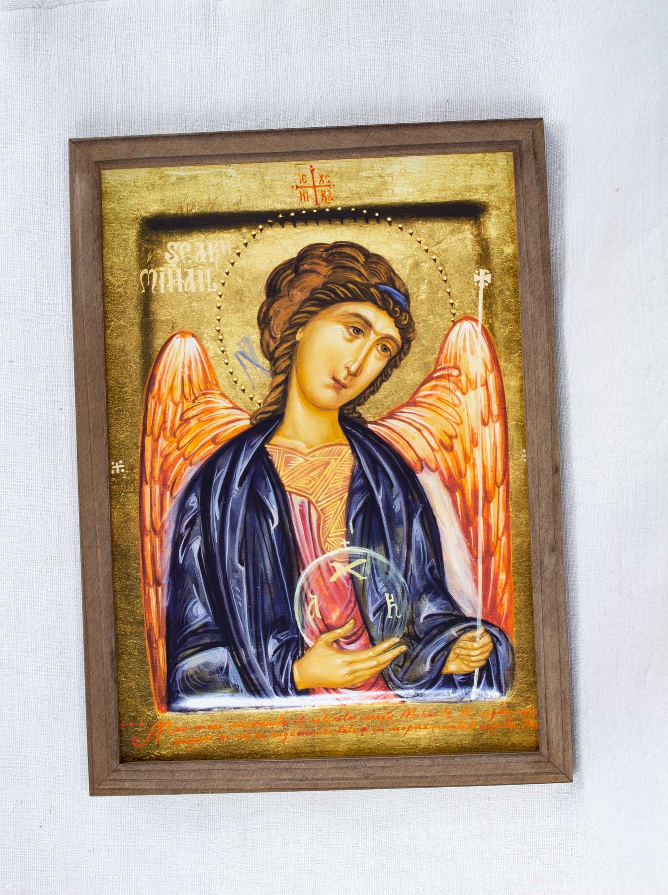 Sfântul arhanghel Mihail - icoană, imprimare de artă pe pânză fină 23/32 cm
