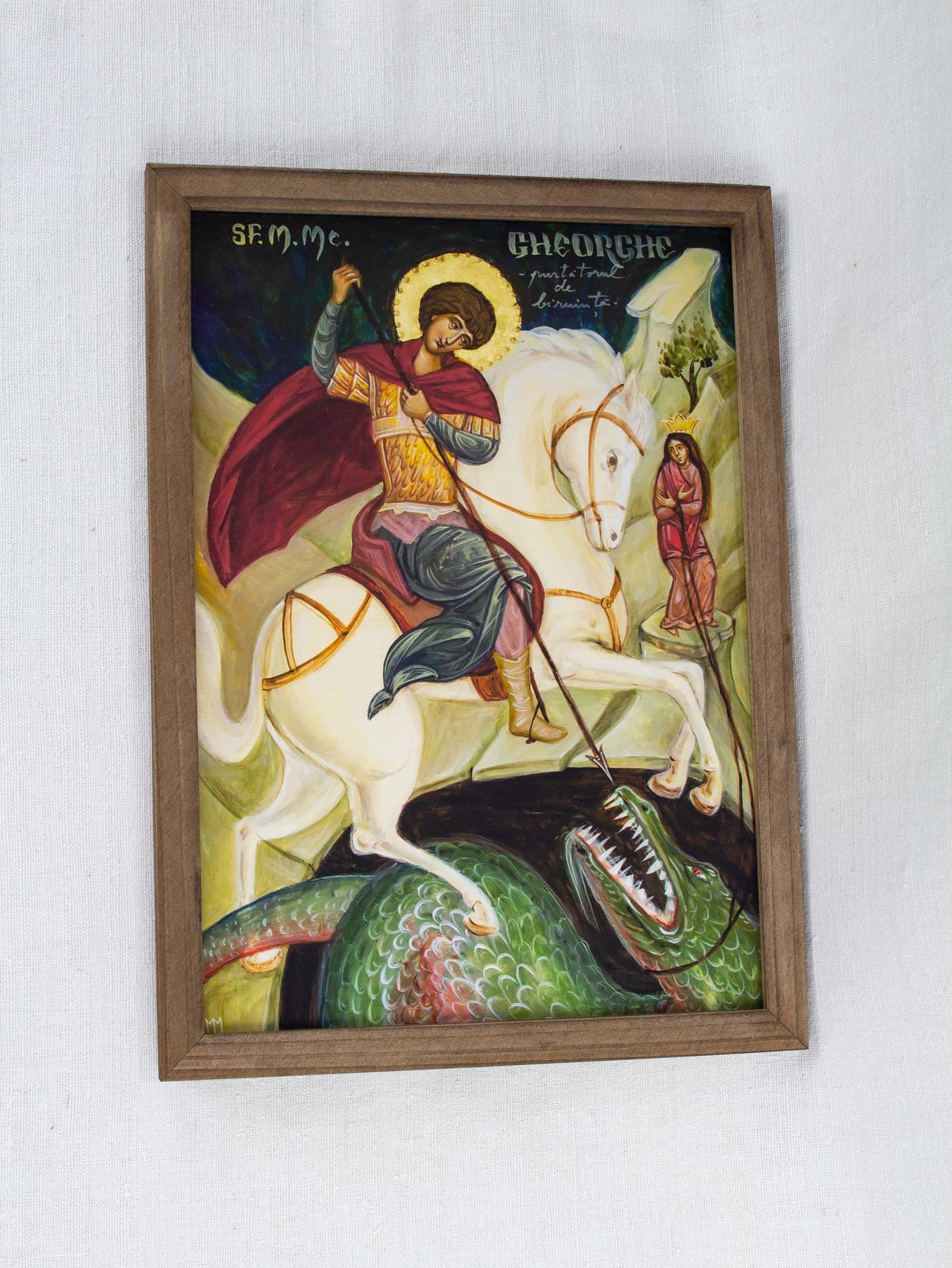 Sfântul Gheorghe pe cal - icoană, imprimare de artă pe pânză fină 23/32 cm