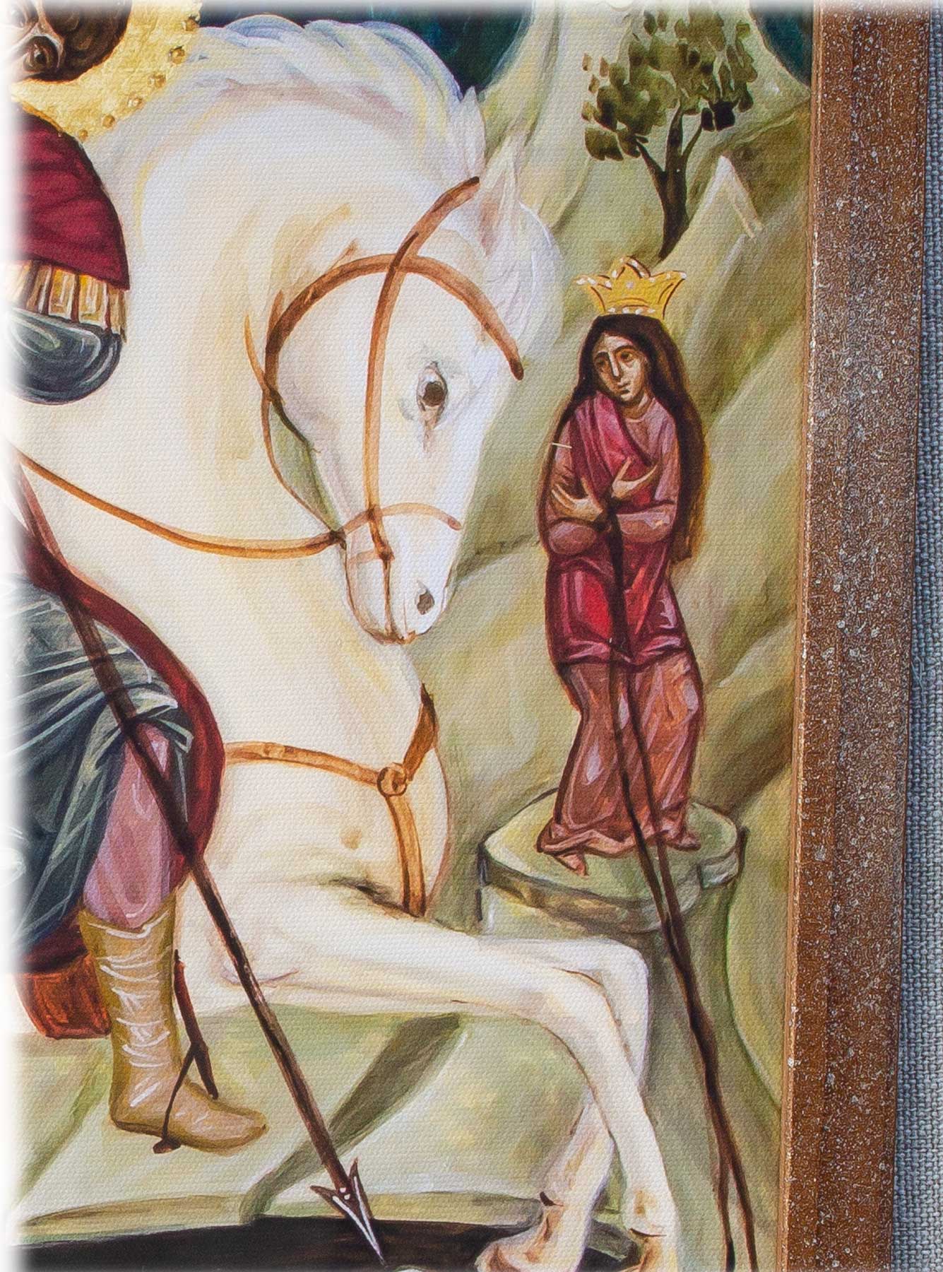 Sfântul Gheorghe pe cal - icoană, imprimare de artă pe pânză fină 23/32 cm
