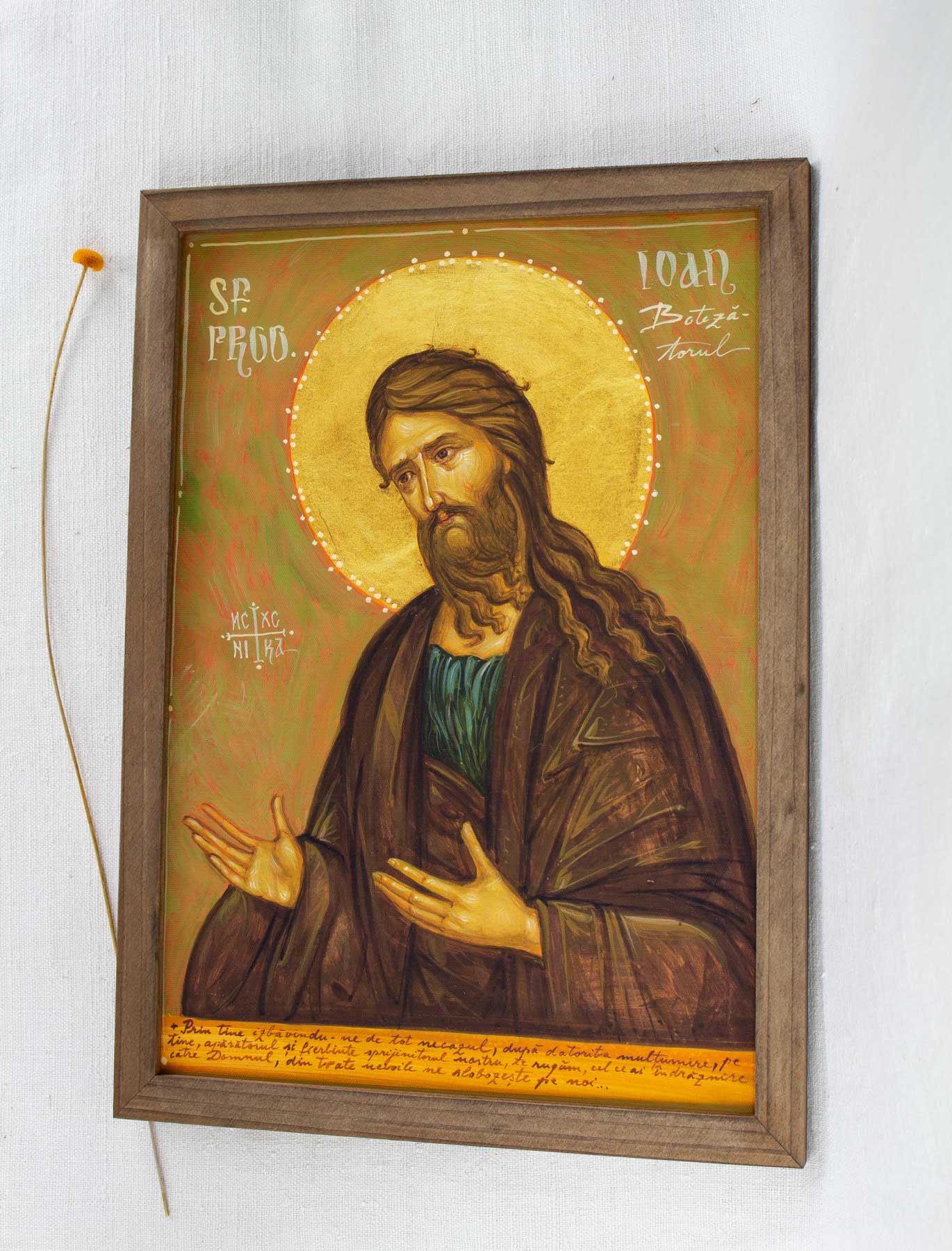 Sfântul Ioan Botezătorul - icoană, imprimare de artă pe pânză fină 23/32 cm