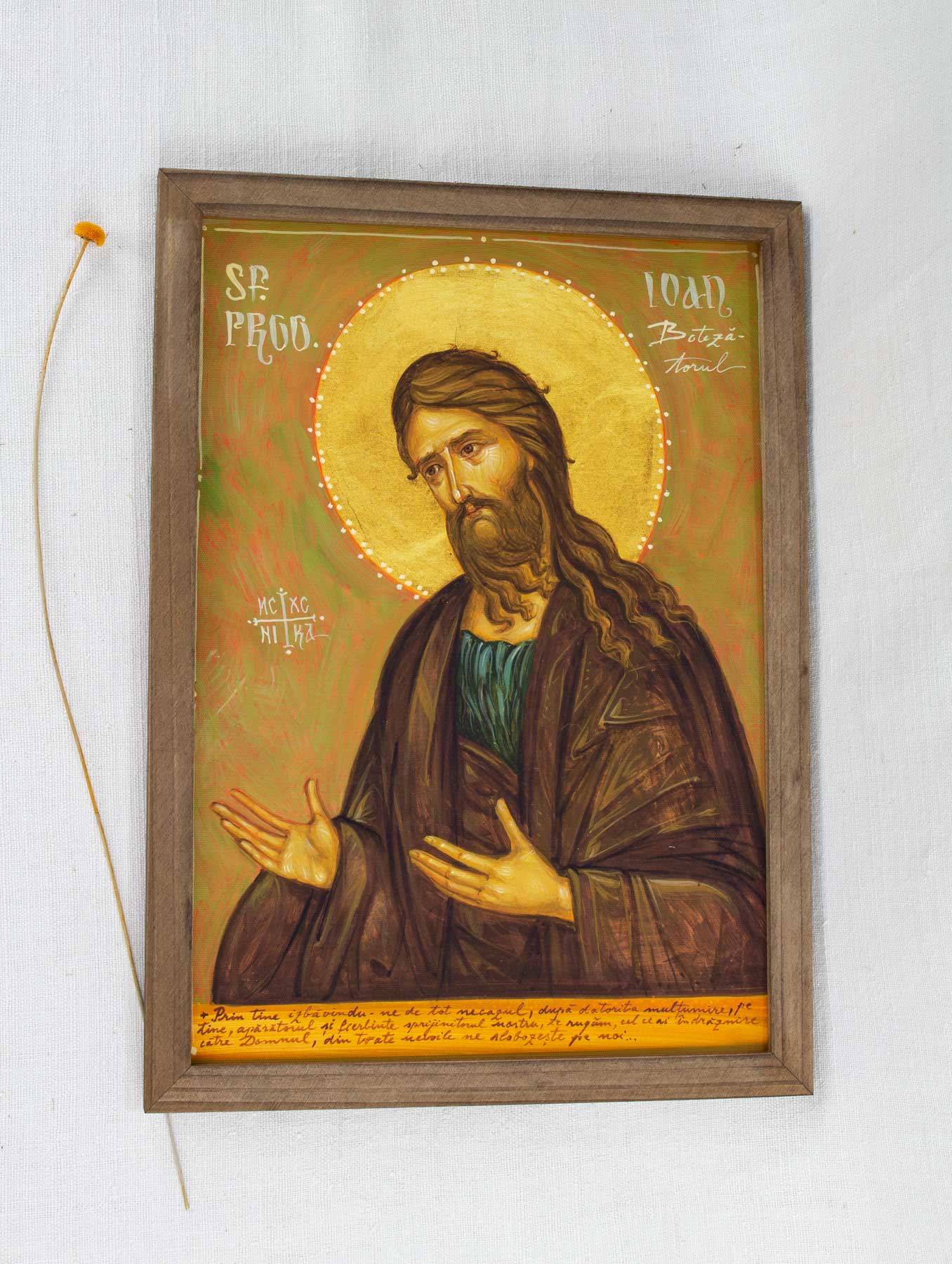 Sfântul Ioan Botezătorul - icoană, imprimare de artă pe pânză fină 23/32 cm
