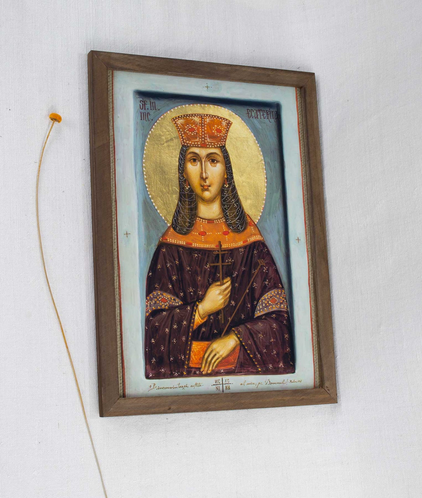 Sfânta Ecaterina- icoană, imprimare de artă pe pânză fină 23/32 cm