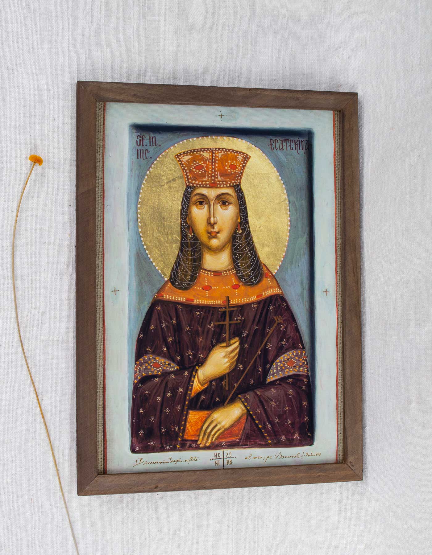 Sfânta Ecaterina- icoană, imprimare de artă pe pânză fină 23/32 cm