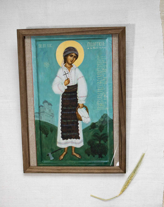 Sfânta Filofteia de la Curtea de Argeș - icoană, imprimare de artă pe pânză fină 23/32 cm
