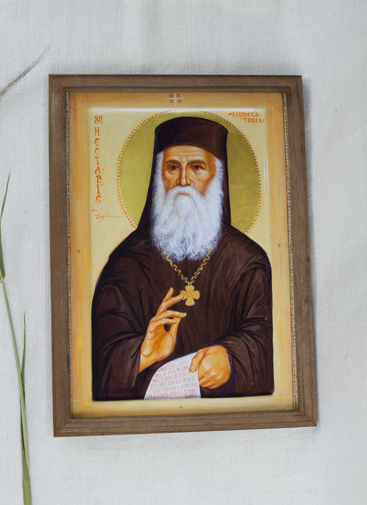 Sfântul Nectarie vindecătorul - icoană, imprimare de artă pe pânză fină 23/32 cm