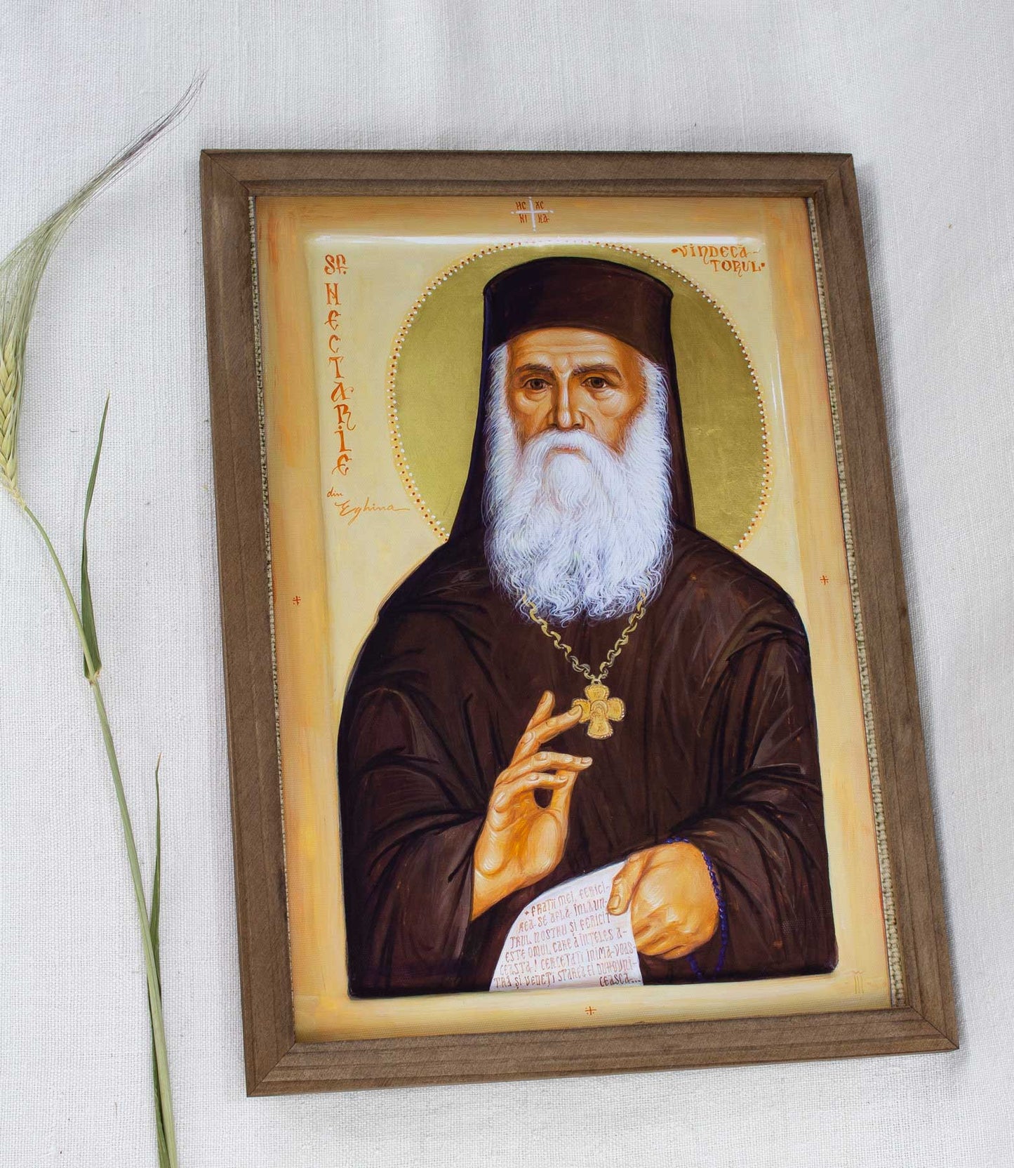 Sfântul Nectarie vindecătorul - icoană, imprimare de artă pe pânză fină 23/32 cm