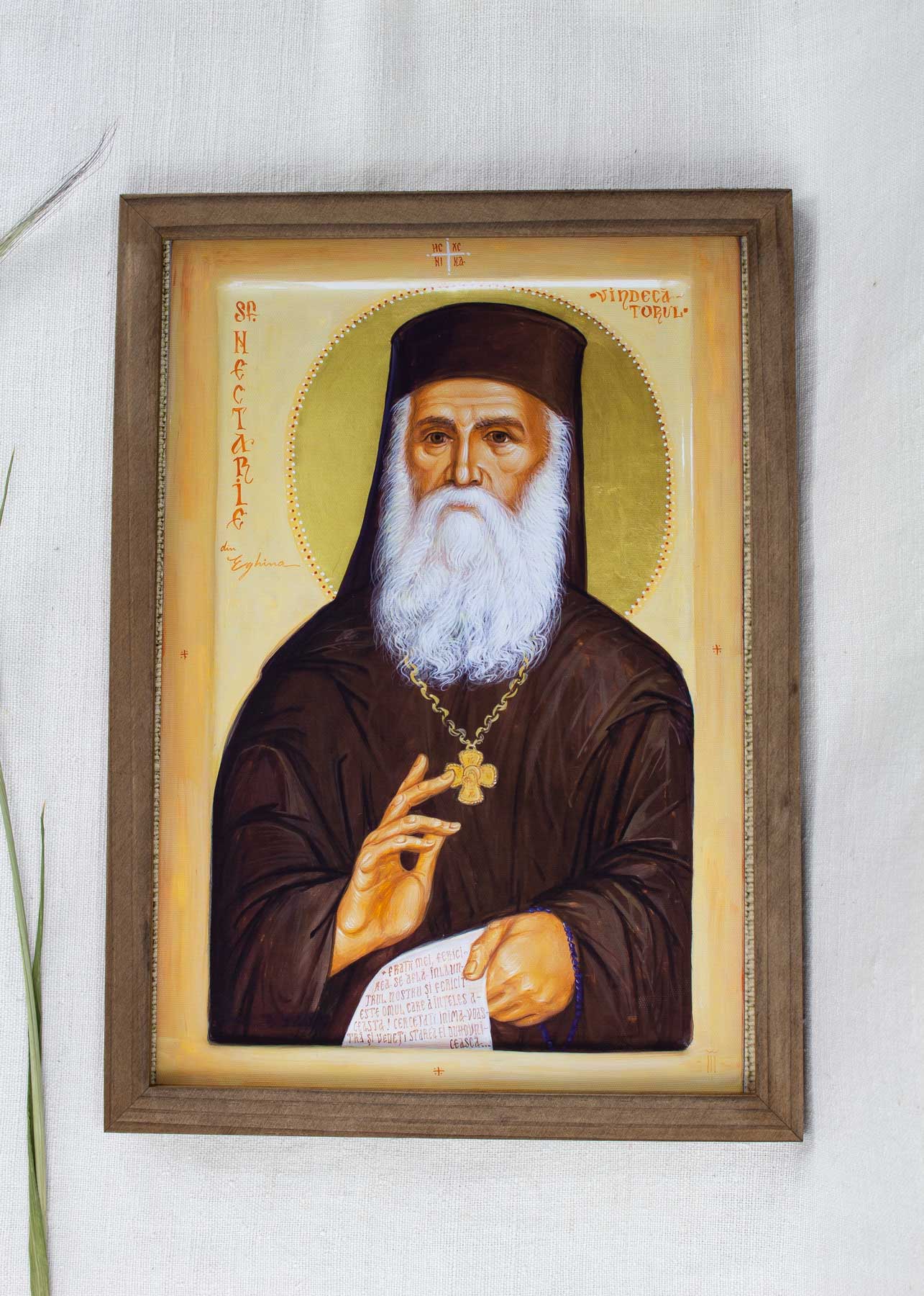 Sfântul Nectarie vindecătorul - icoană, imprimare de artă pe pânză fină 23/32 cm