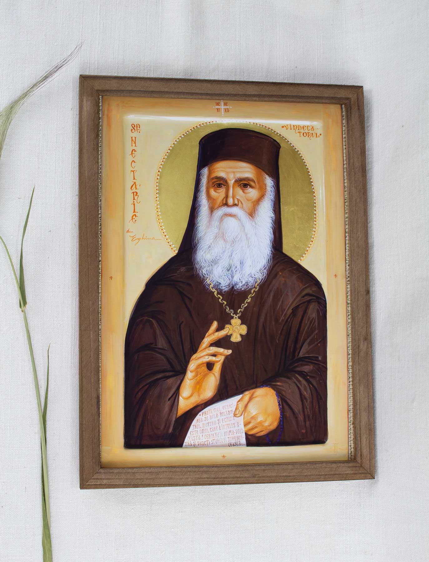Sfântul Nectarie vindecătorul - icoană, imprimare de artă pe pânză fină 23/32 cm