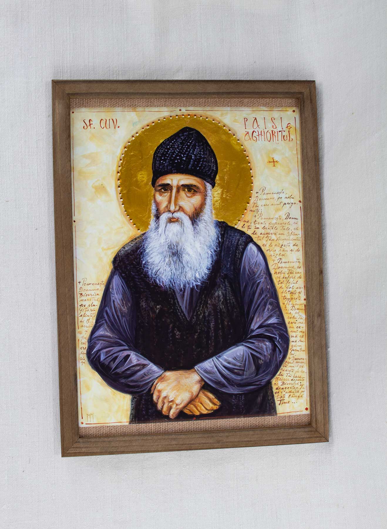 Sfântul Paisie aghioritul - icoană, imprimare de artă pe pânză fină 23/32 cm