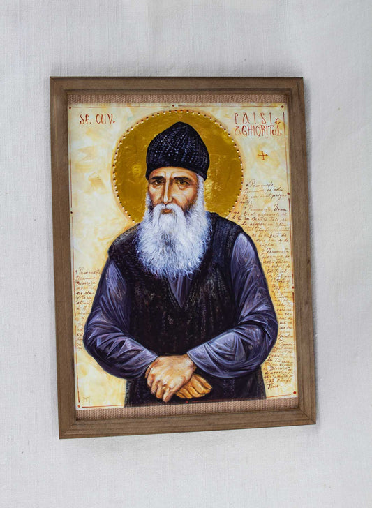 Sfântul Paisie aghioritul - icoană, imprimare de artă pe pânză fină 23/32 cm