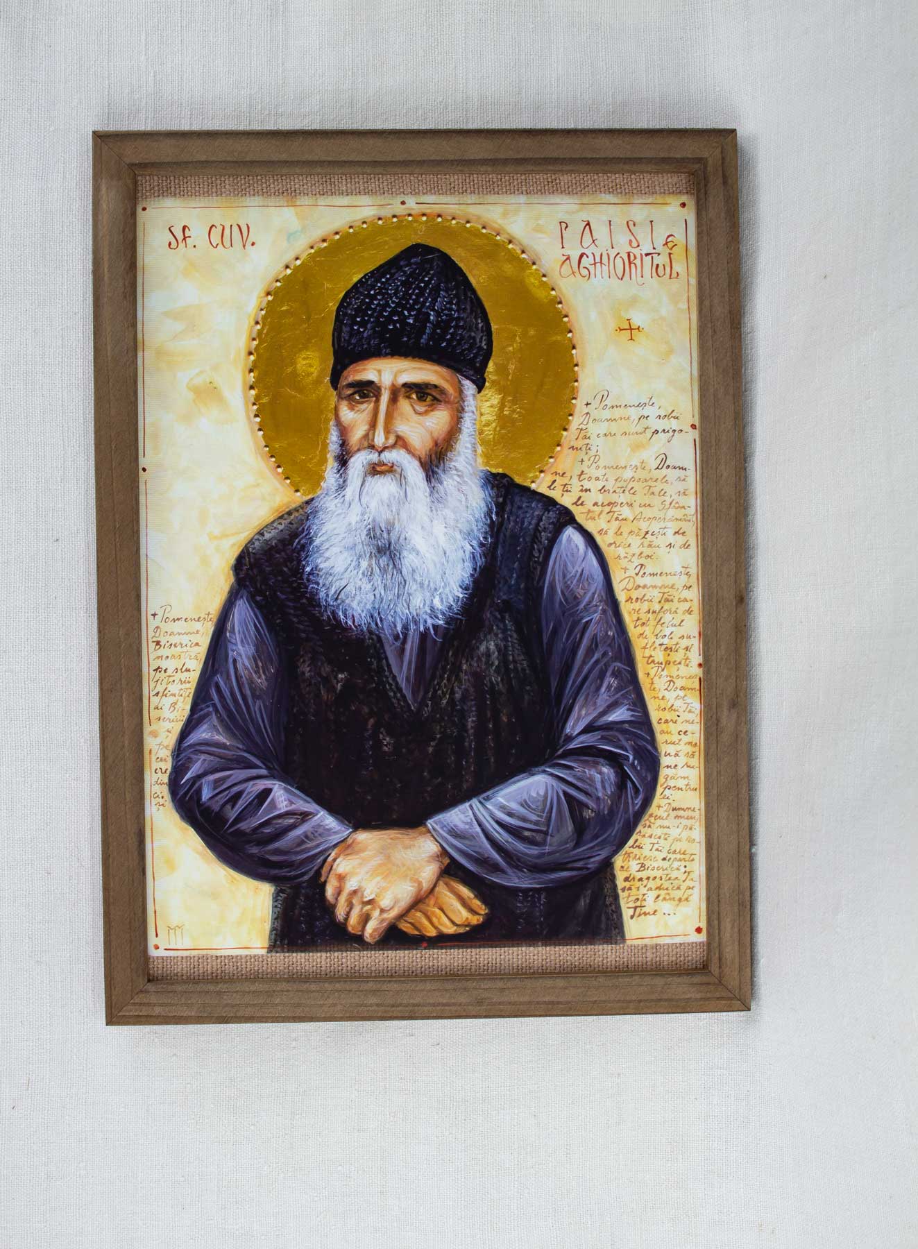 Sfântul Paisie aghioritul - icoană, imprimare de artă pe pânză fină 23/32 cm