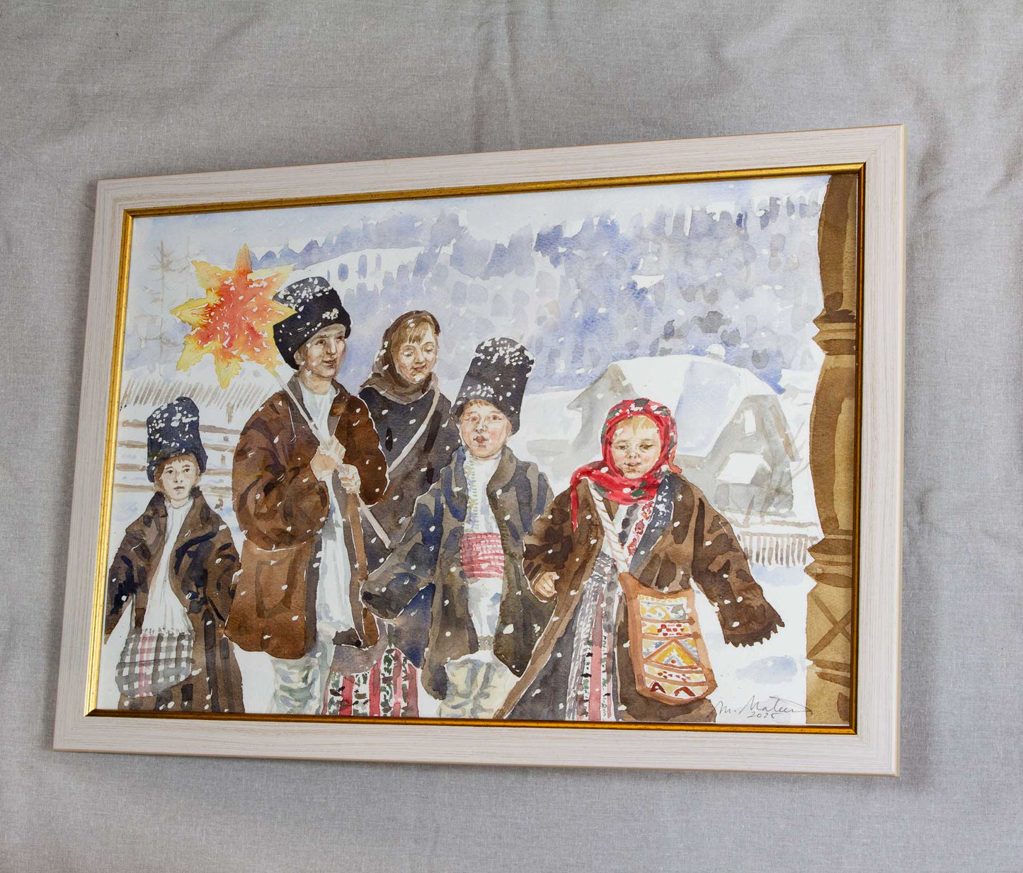 Colindători în România - tablou original