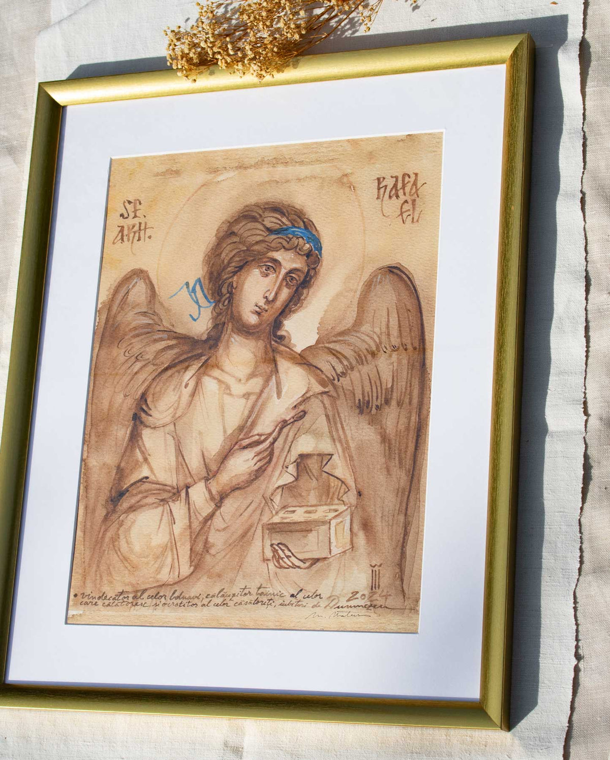 Sfântul arhanghel Rafael- icoană, imprimare de artă 43/53 cm - Dar de nuntă