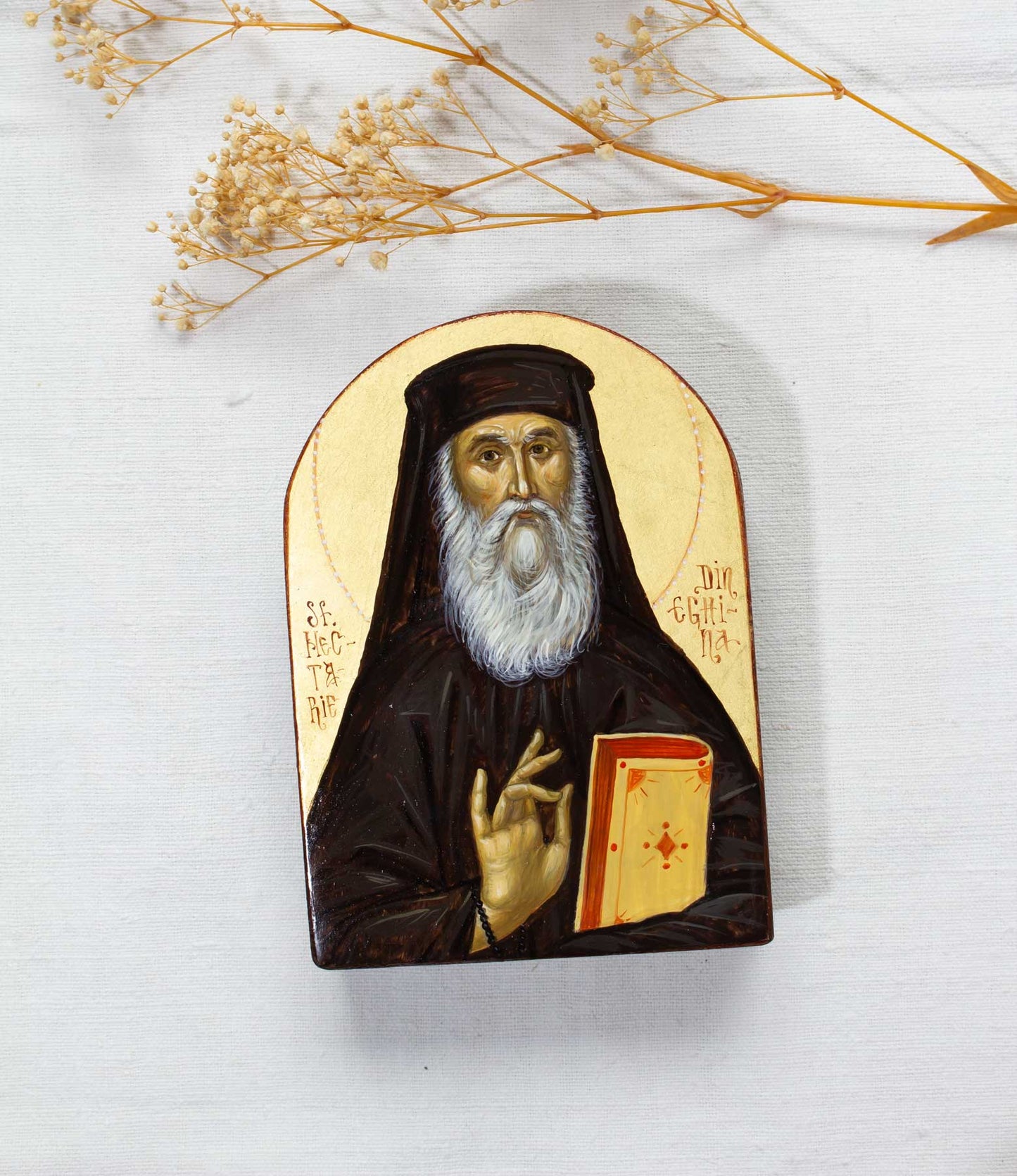 Sfântul Nectarie din Eghina – icoană pictată pe lemn de tei